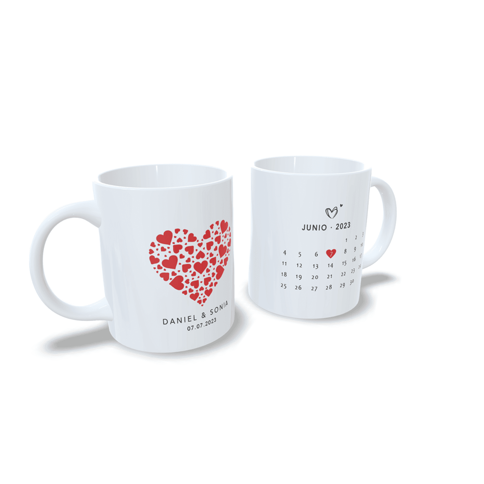 Taza personalizada para parejas aniversario san Valentin regalo Corazones Rojos - 9