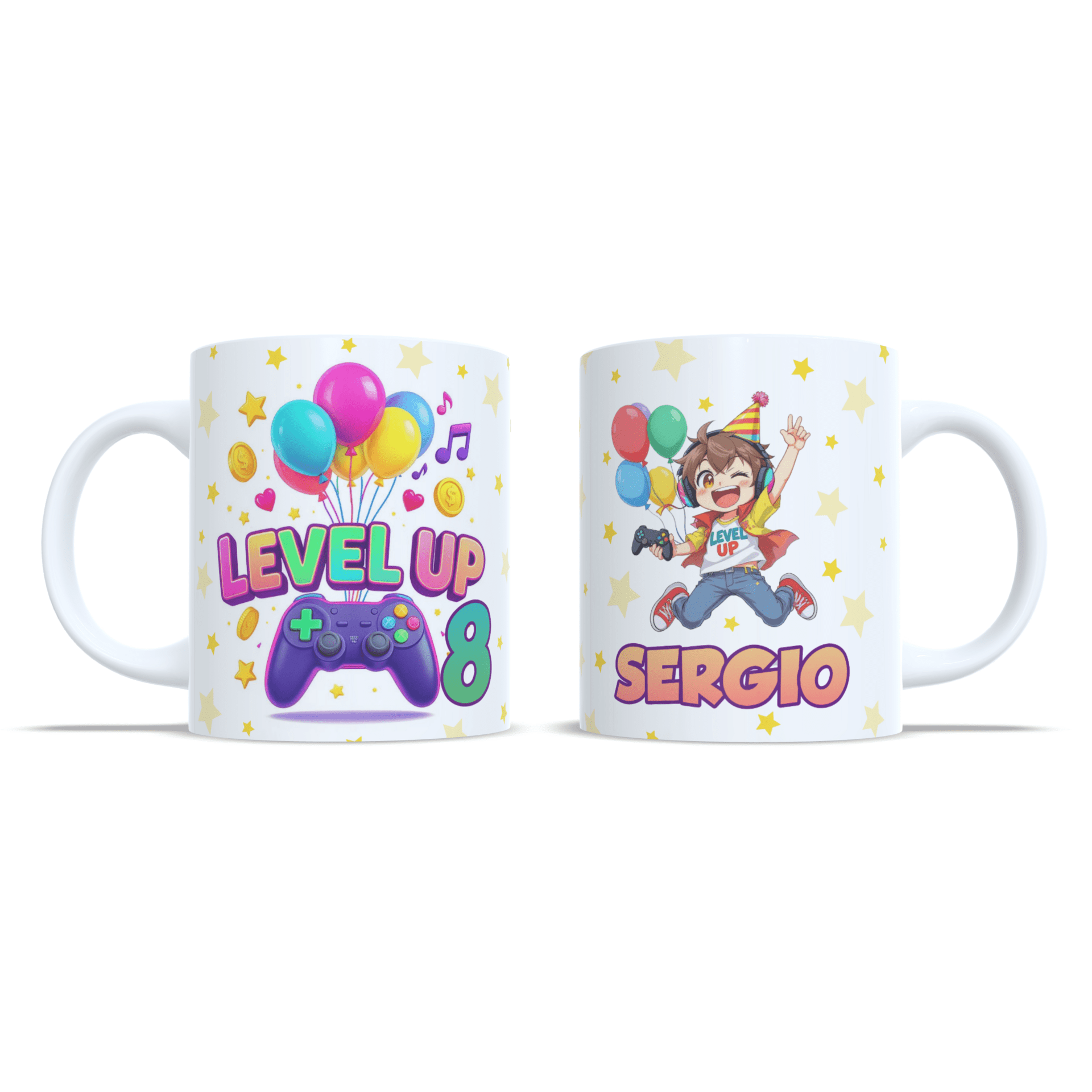 Cumpleaños Level up gamer videojuegos version niño taza - 1