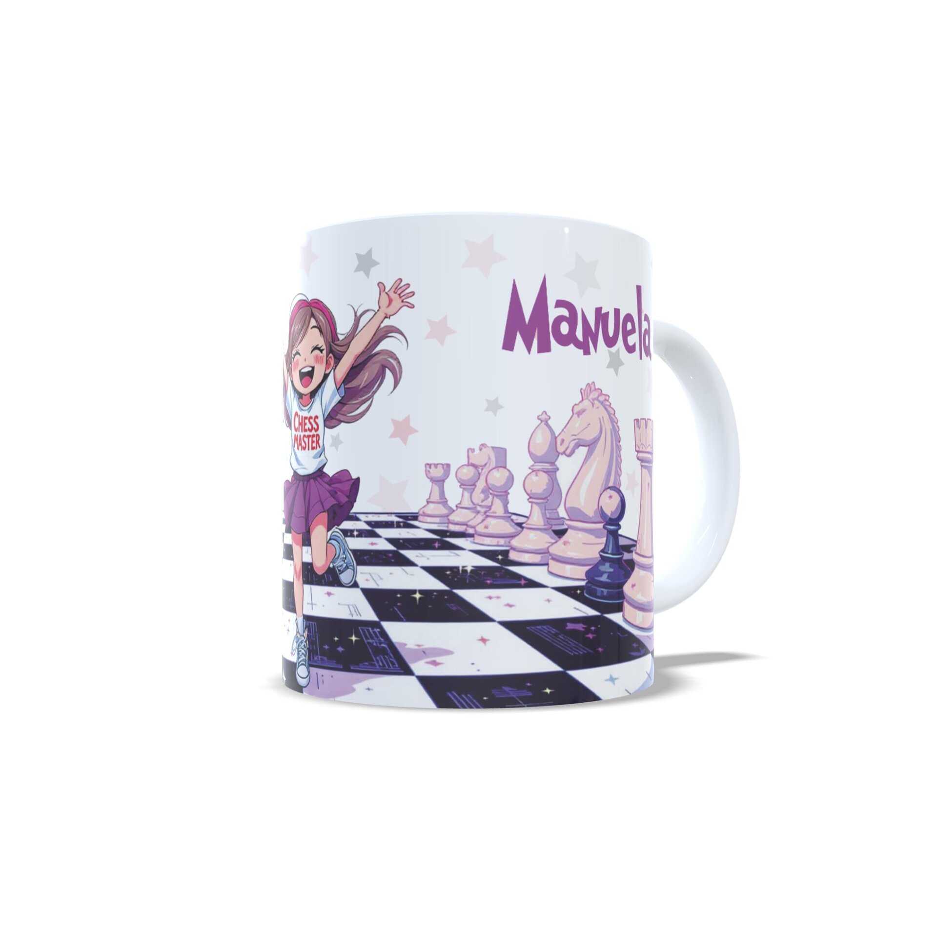 Taza personalizada regalo para niñas jugadoras de ajedrez tablero con nombre - 4