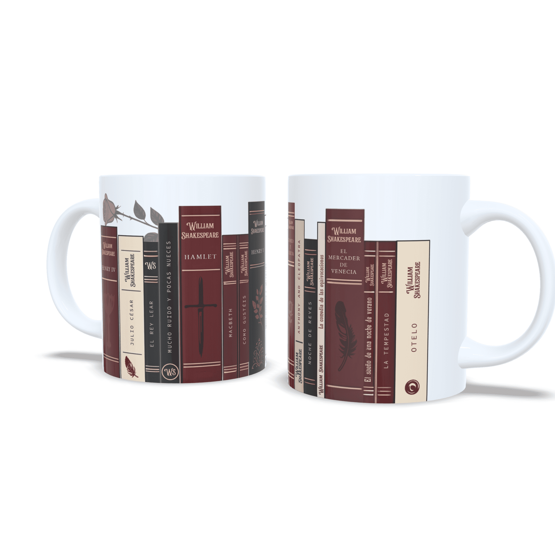 Taza personalizada Libreria libros William Shakespeare Romeo y Julieta rosa - 3