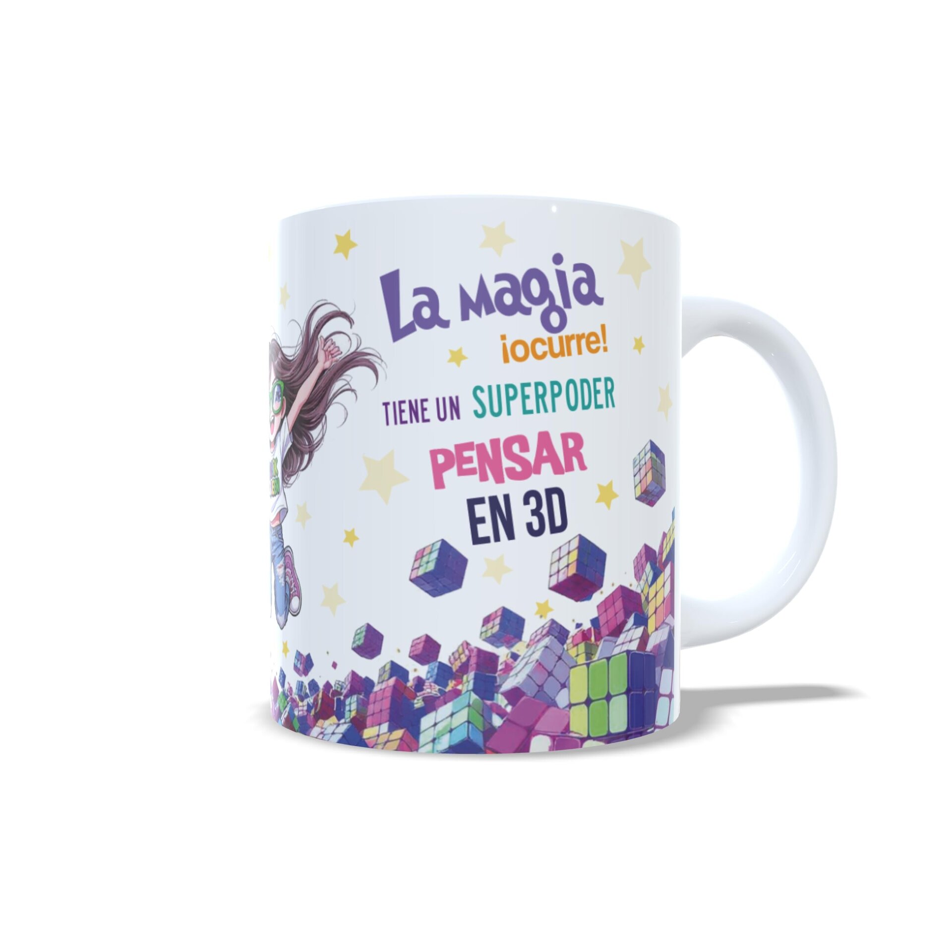 Taza personalizada regalo niña cubo de Rubik juego especial cumpleaños original - 4