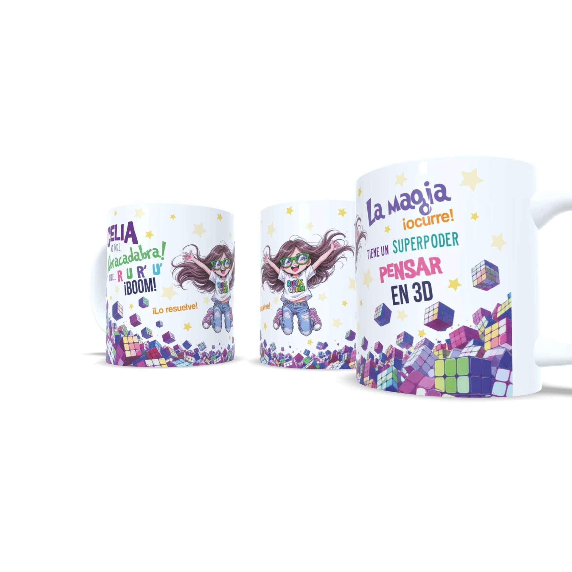 Taza personalizada regalo niña cubo de Rubik juego especial cumpleaños original - 5