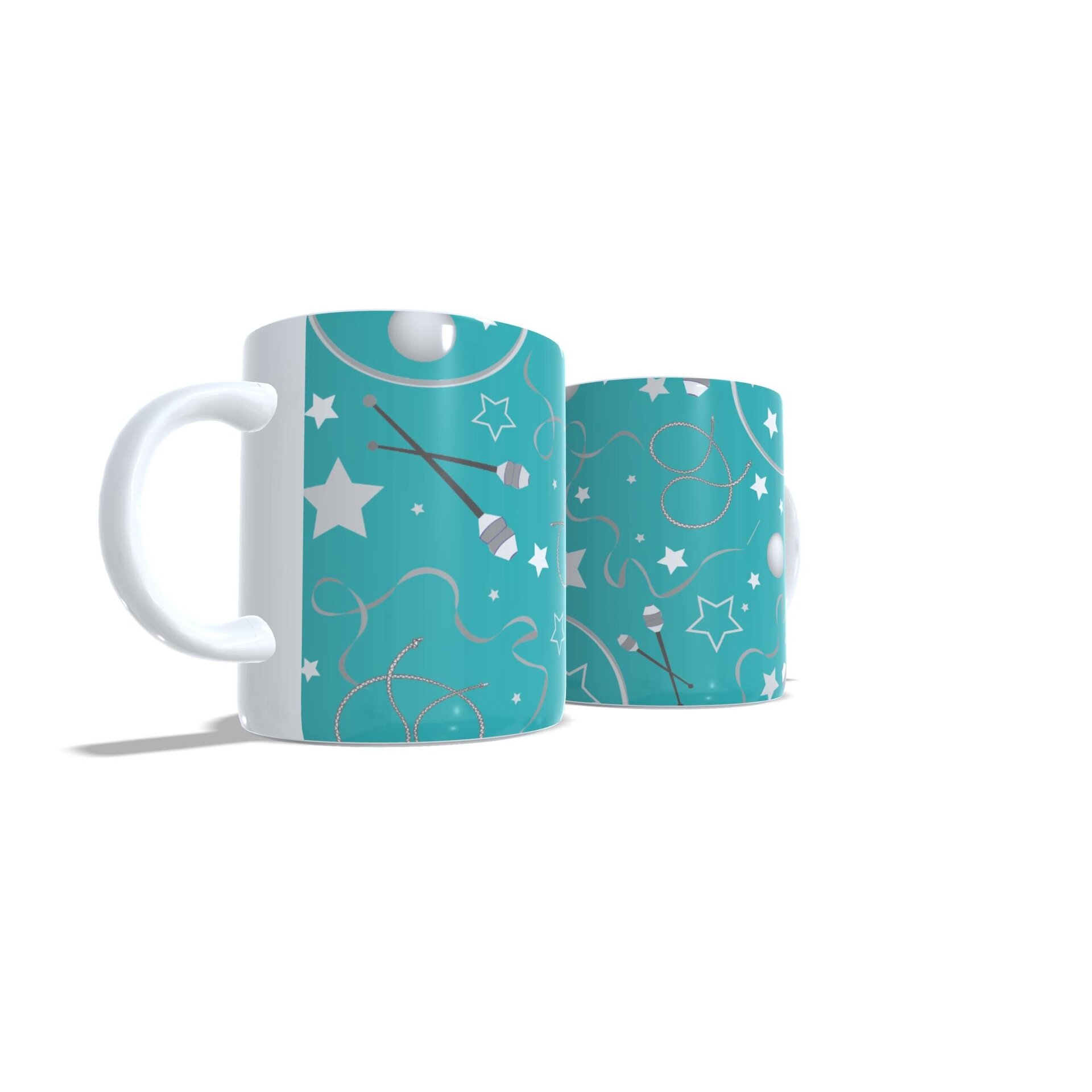 Taza personalizada regalo de Gimnasia Rítmica con aparatos sobre fondo turquesa - 6