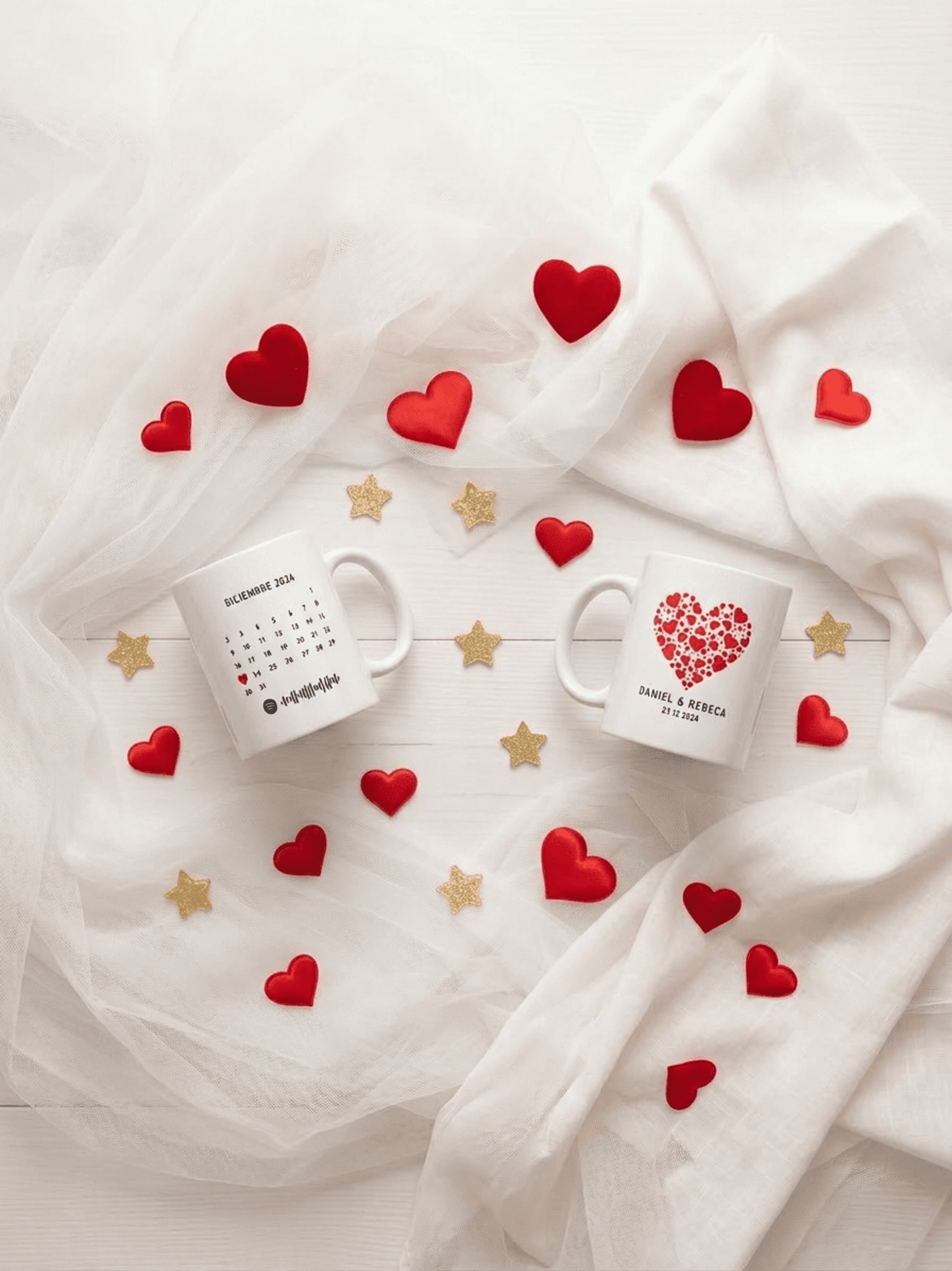 Taza personalizada para parejas aniversario san Valentin regalo Corazones Rojos - 2