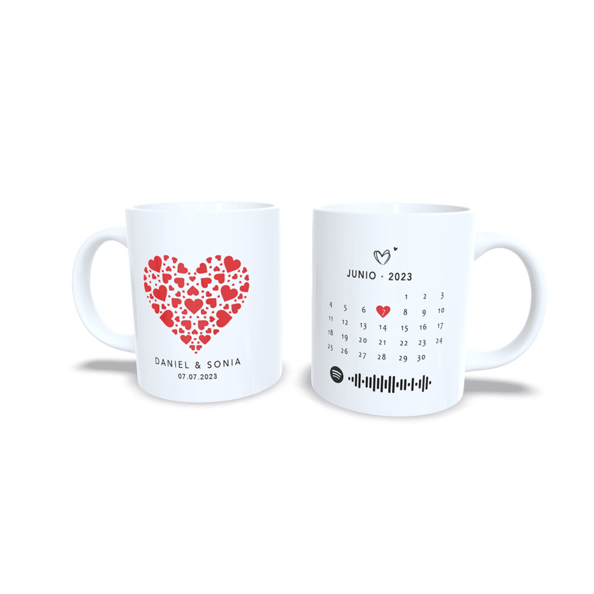 Taza personalizada para parejas aniversario san Valentin regalo Corazones Rojos - 11