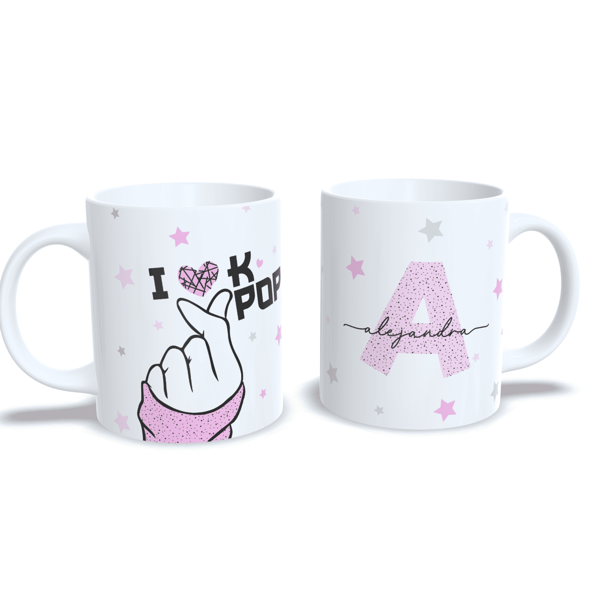 Taza personalizada regalo I love Kpop corazon dedos kdrama corea aesthetic - 5